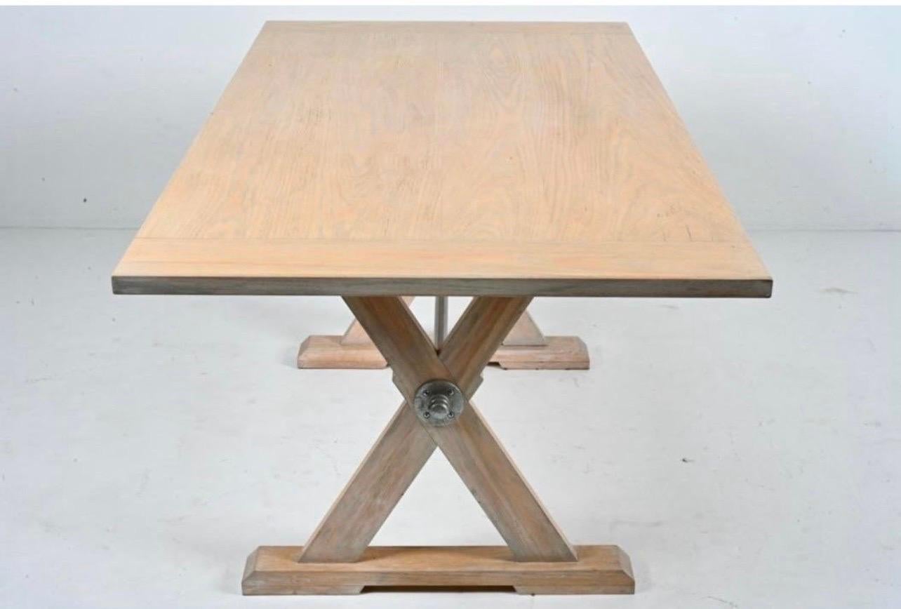 Contemporary Farmhouse Trestle Dining Table With X-Base For Sale