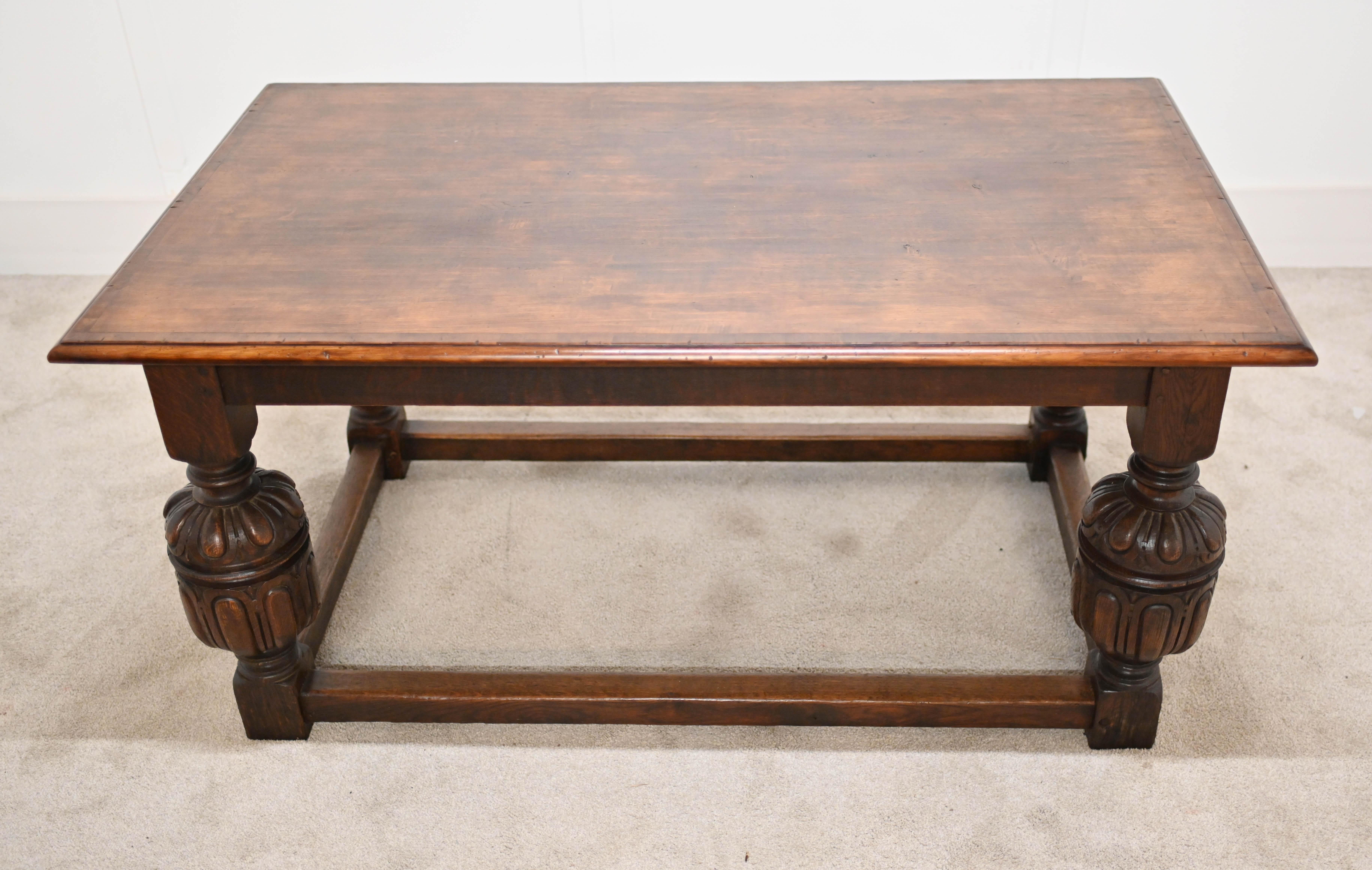 Farmhouse Tudor Serving Table Oak Refectory In Good Condition For Sale In Potters Bar, GB