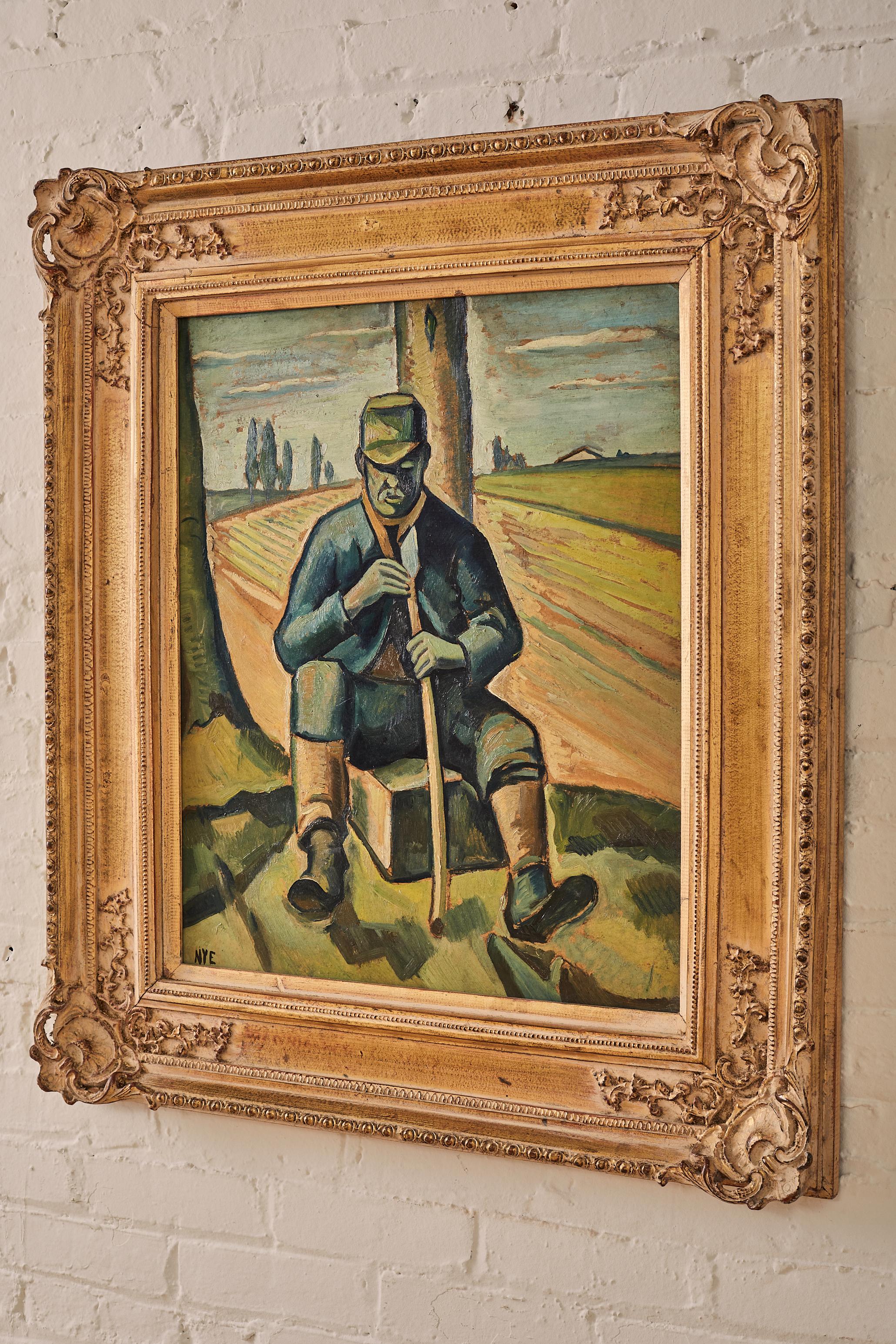 Farming Resting by Edgar Hewitt Nye In Good Condition For Sale In Long Island City, NY