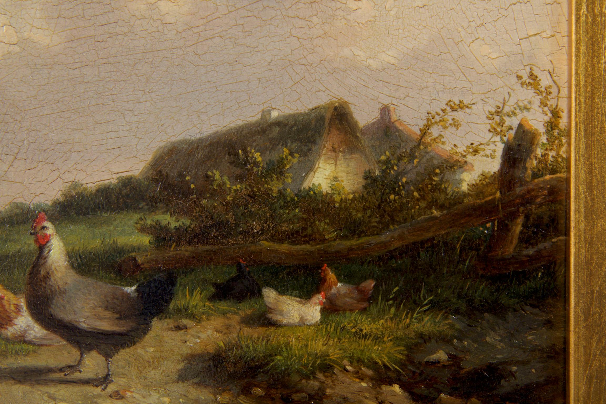 Farmyard Poultry 19th Century Landscape Painting by Cornelis Van Leemputten 10