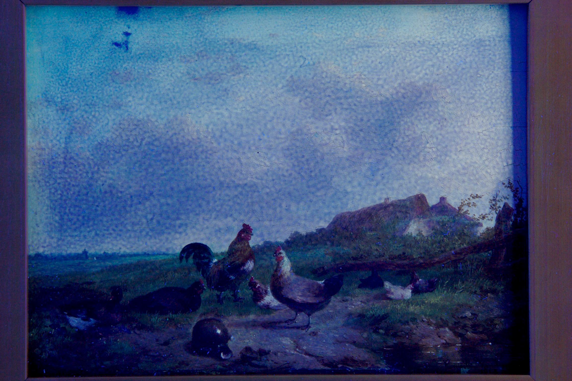 Belgian Farmyard Poultry 19th Century Landscape Painting by Cornelis Van Leemputten