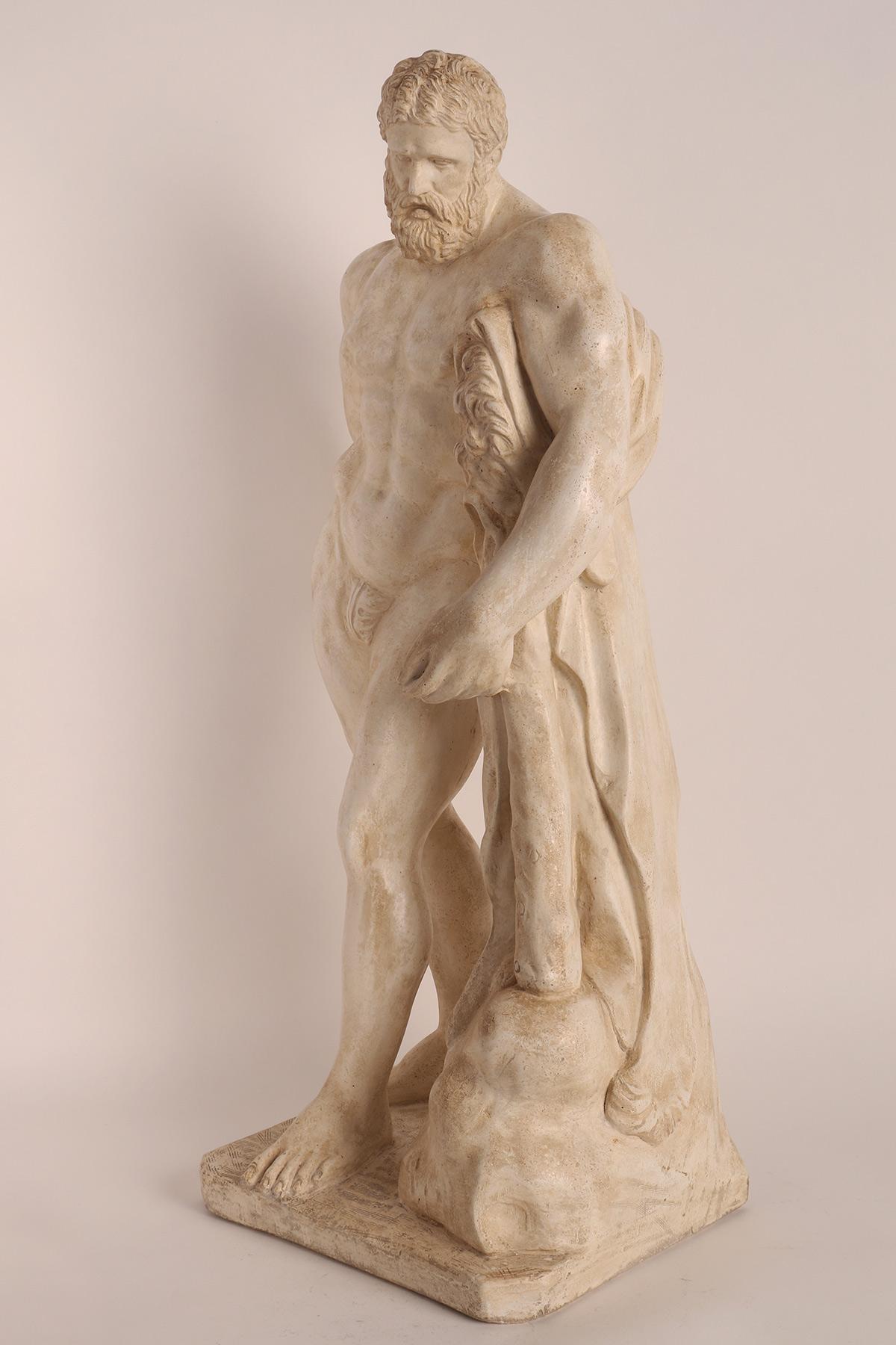 Italian Farnese Hercule, plaster, Grand Tour souvenir, Italy 1880. 