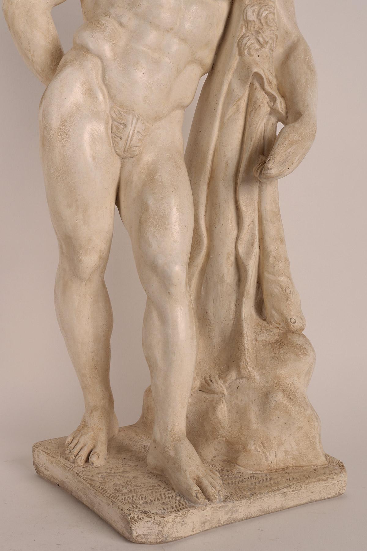 Farnese Hercule, plaster, Grand Tour souvenir, Italy 1880.  In Good Condition In Milan, IT