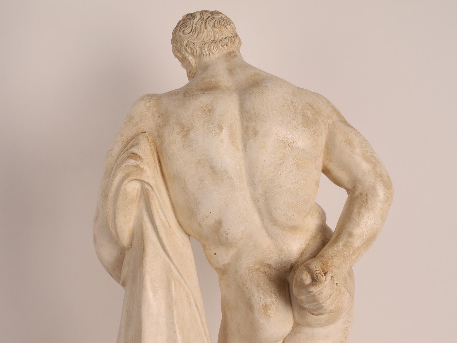 Plaster Farnese Hercule, plaster, Grand Tour souvenir, Italy 1880. 