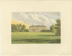 Farnham House Estate View, Georgian Manor Landscape Engraving, c1850