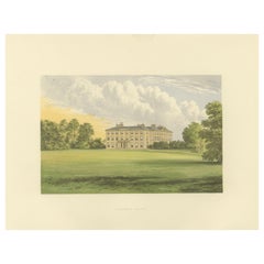 Farnham House Estate View, Georgian Manor Landscape Engraving, c1850