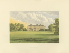Farnham House Estate View, Georgian Manor Landscape Engraving, c1850