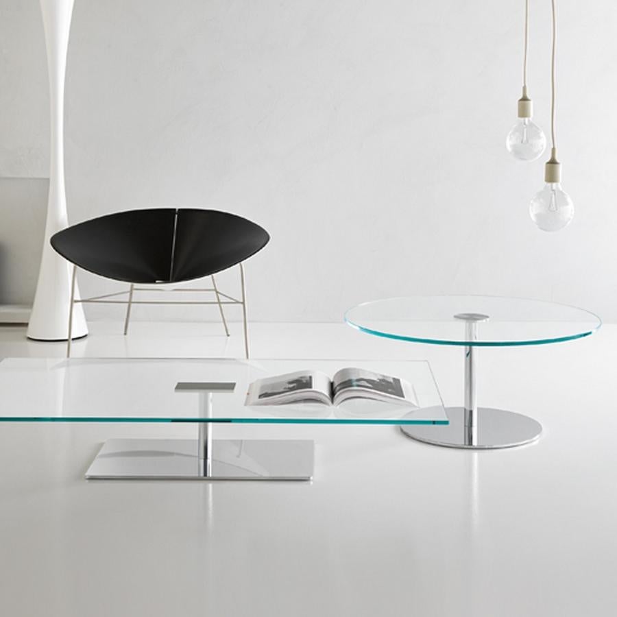 Modern Farniente Glass Round Coffee Table, by Giovanni Tommaso Garattoni, Made in Italy For Sale