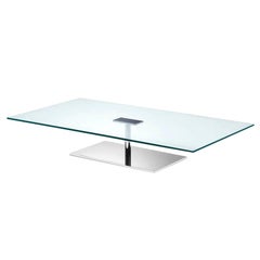 Farniente, Rectangular Low Coffee Table with Glass Top & Chrome Base
