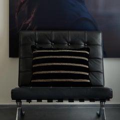 Farnsworth Hand Embroidered Black Velvet Pillow Cover