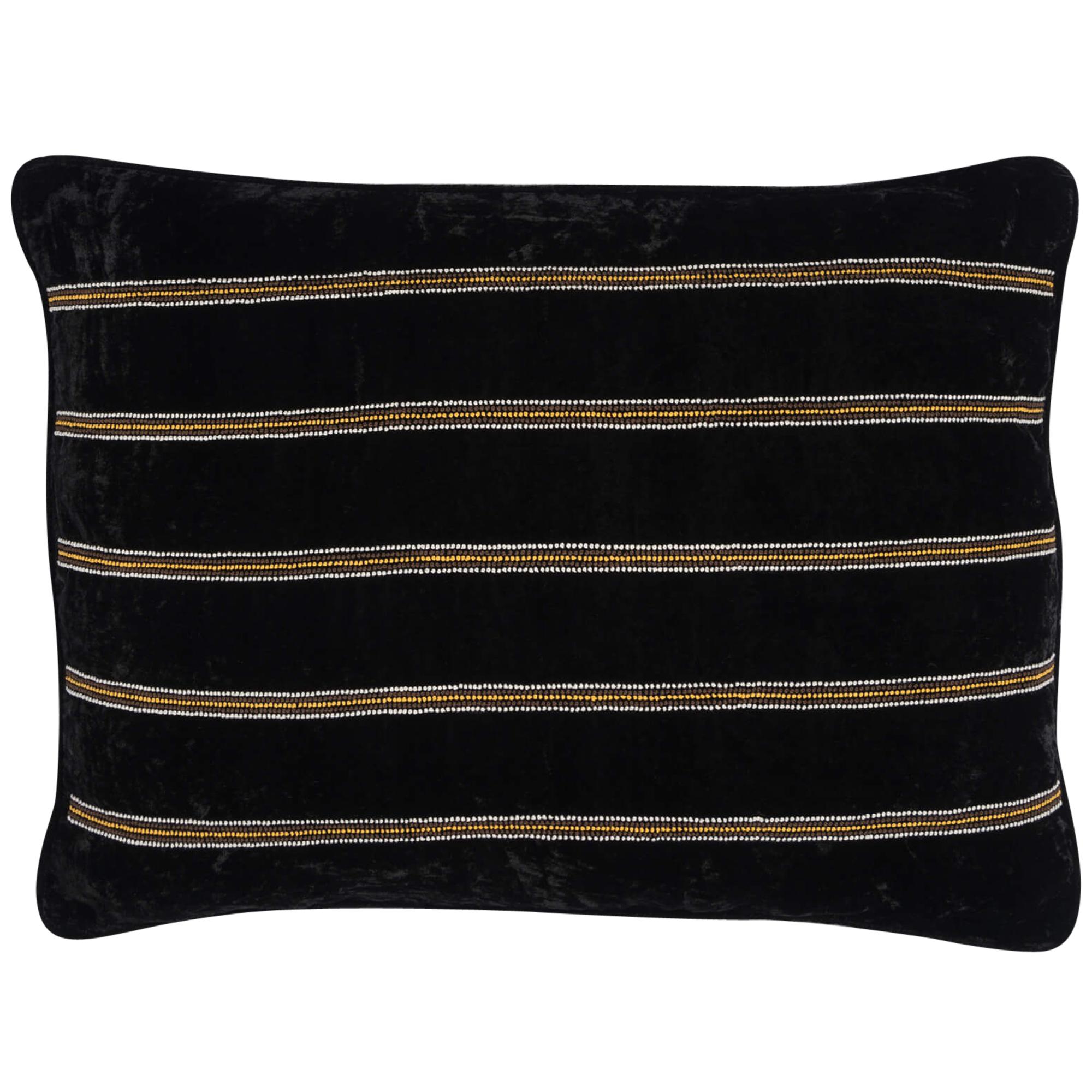 Farnsworth Hand Embroidered Black Velvet Pillow Cover
