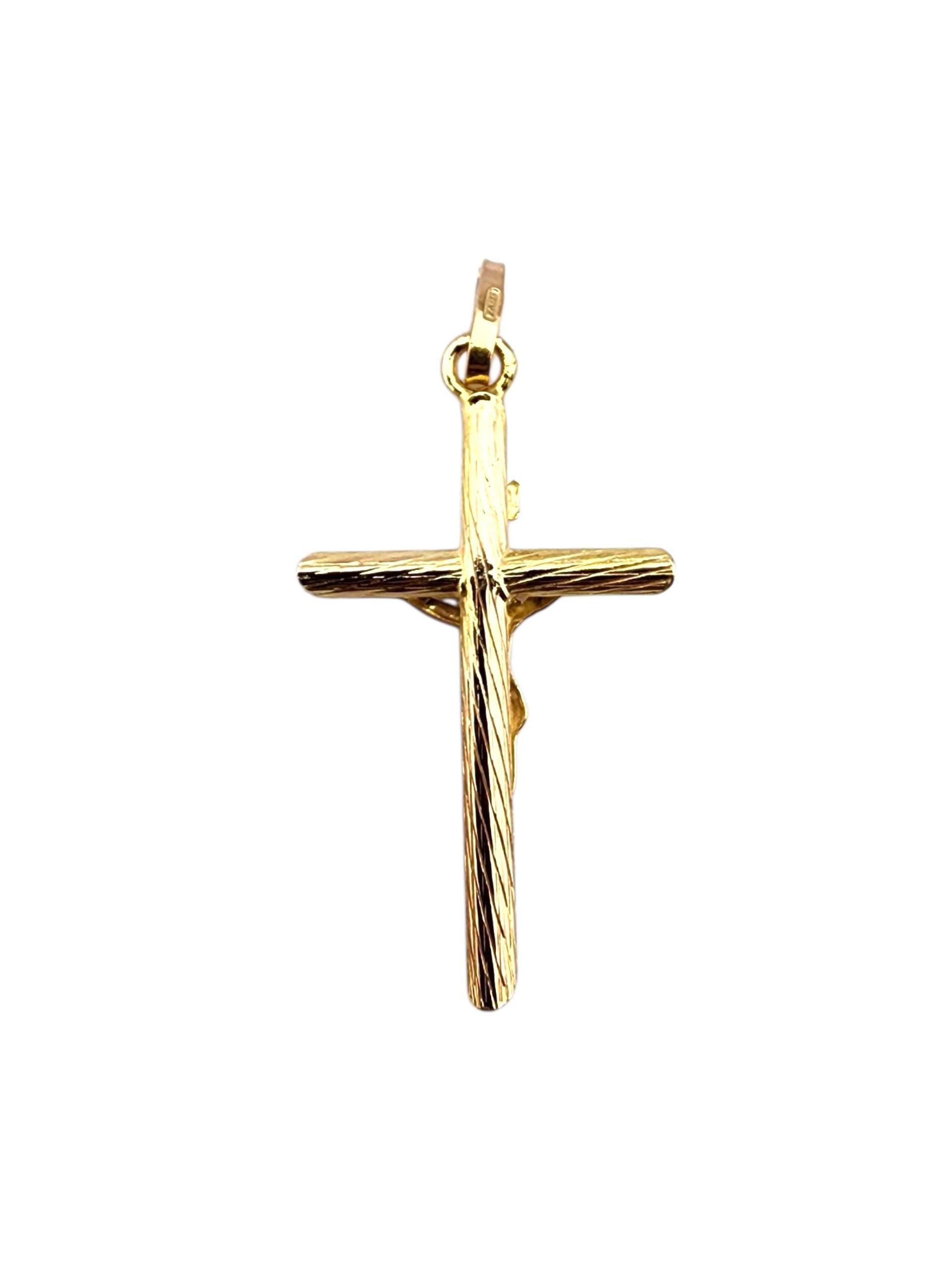 Contemporain Faro Pendentif Crucifix en or jaune 14 carats #23290 en vente