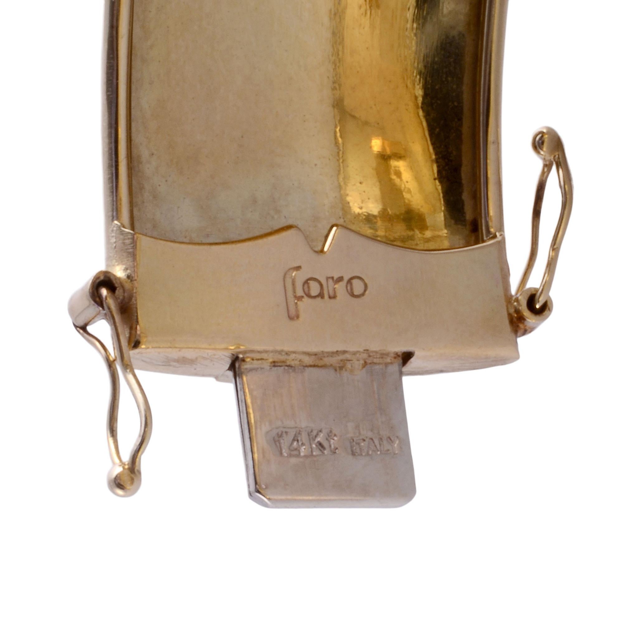 Bracelet Faro gravé à la main en 14 carats en vente 1