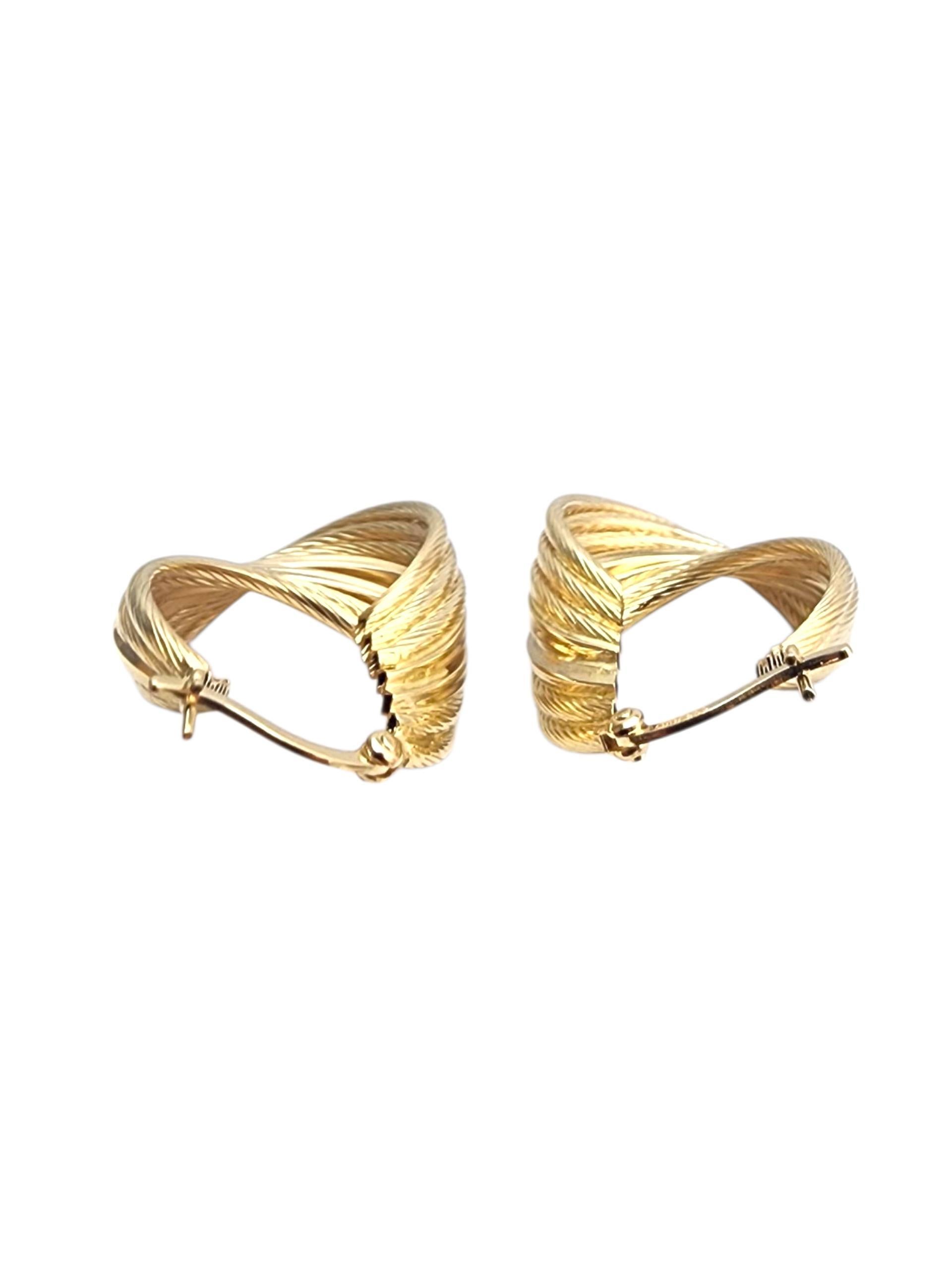 Donna Orecchino a cerchio a strati in oro giallo Faro 14K #23861 in vendita