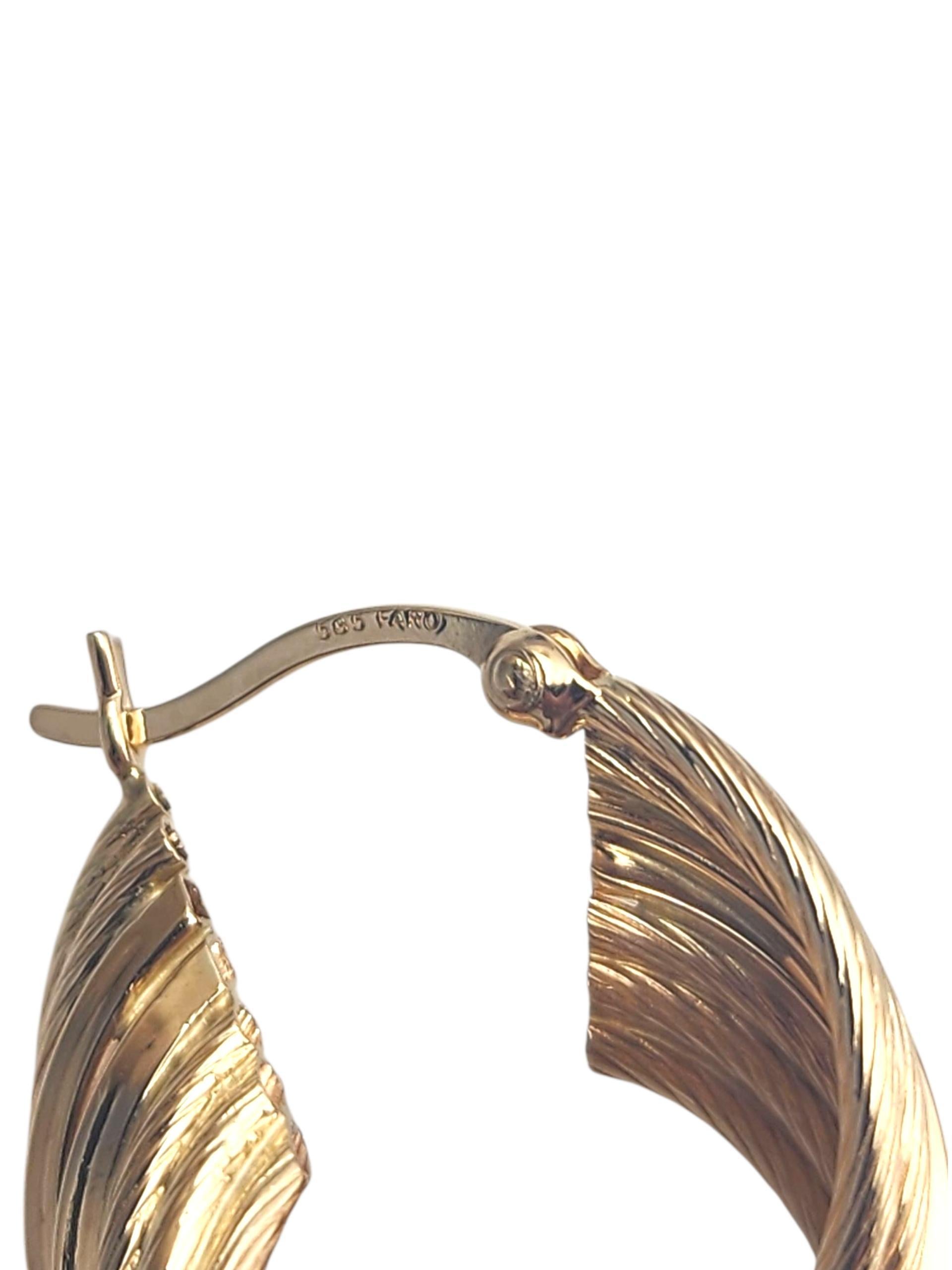 Orecchino a cerchio a strati in oro giallo Faro 14K #23861 in vendita 1