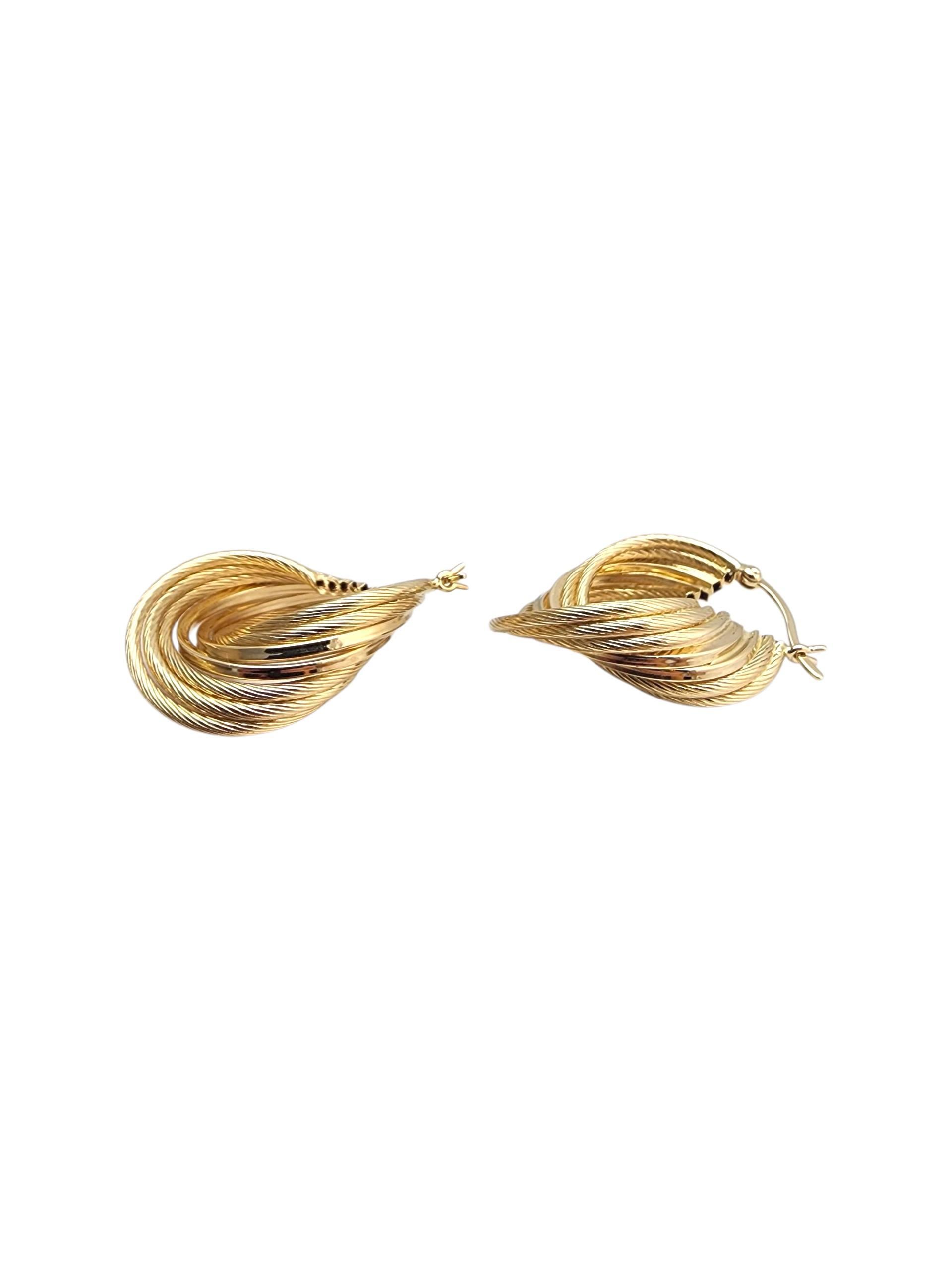 Women's Faro 14K Yellow Gold Layered Hoop Earrings #22893 For Sale