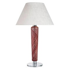 Faro Carlo Moretti Zeitgenössische Tischlampe aus mundgeblasenem Murano Glas Rot/Schwarz
