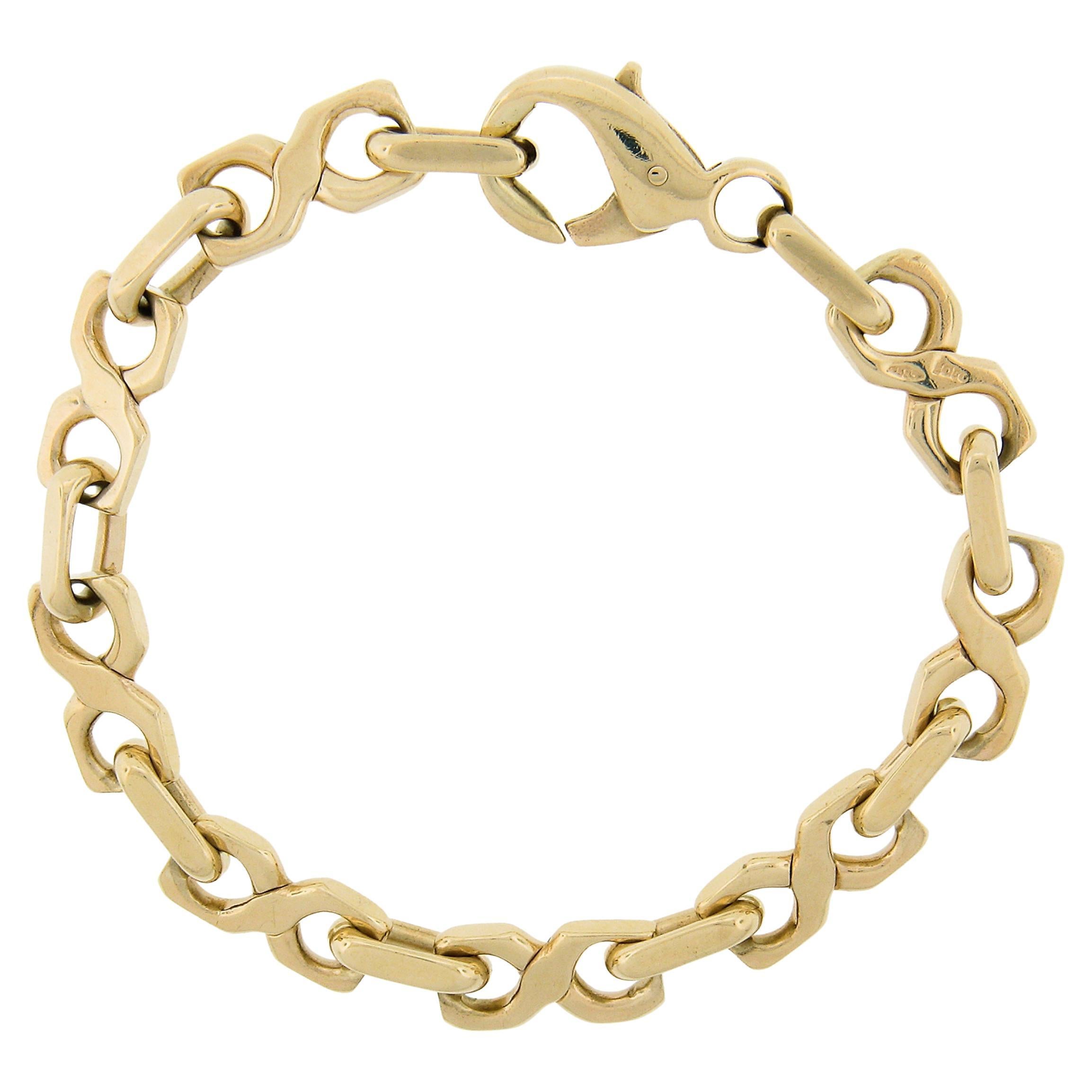 Faro Italy 14K Yellow Gold 6.5" 7.2mm Polished Figure 8 Open Link Chain Bracelet
