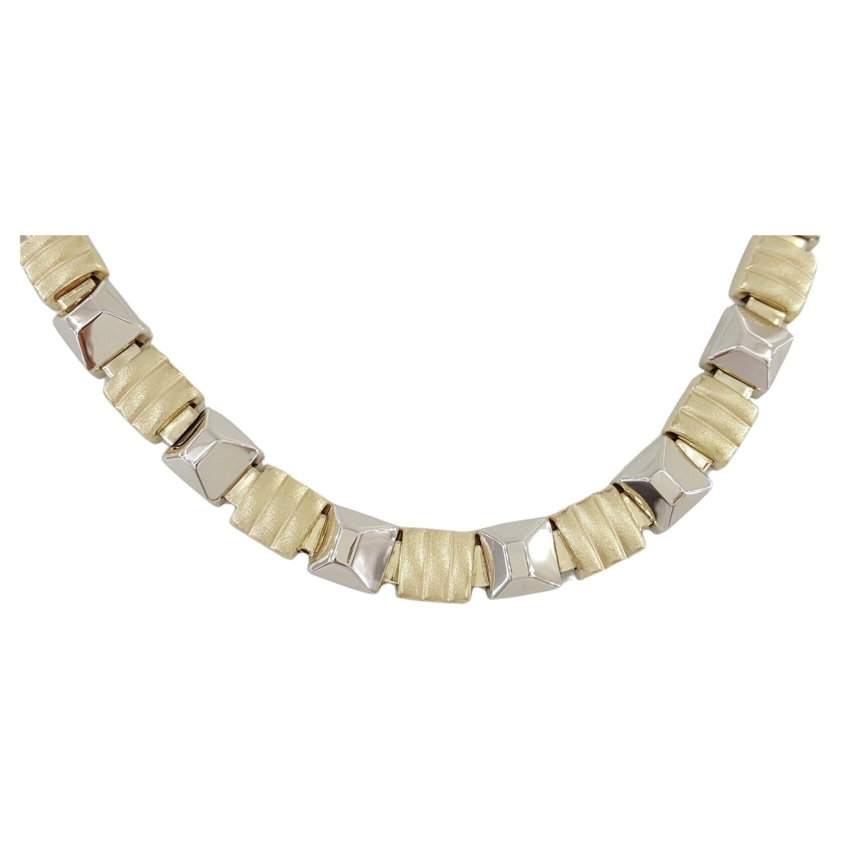 Faro, Italie, collier à maillons carrés en or jaune 14 carats Excellent état - En vente à Chicago, IL