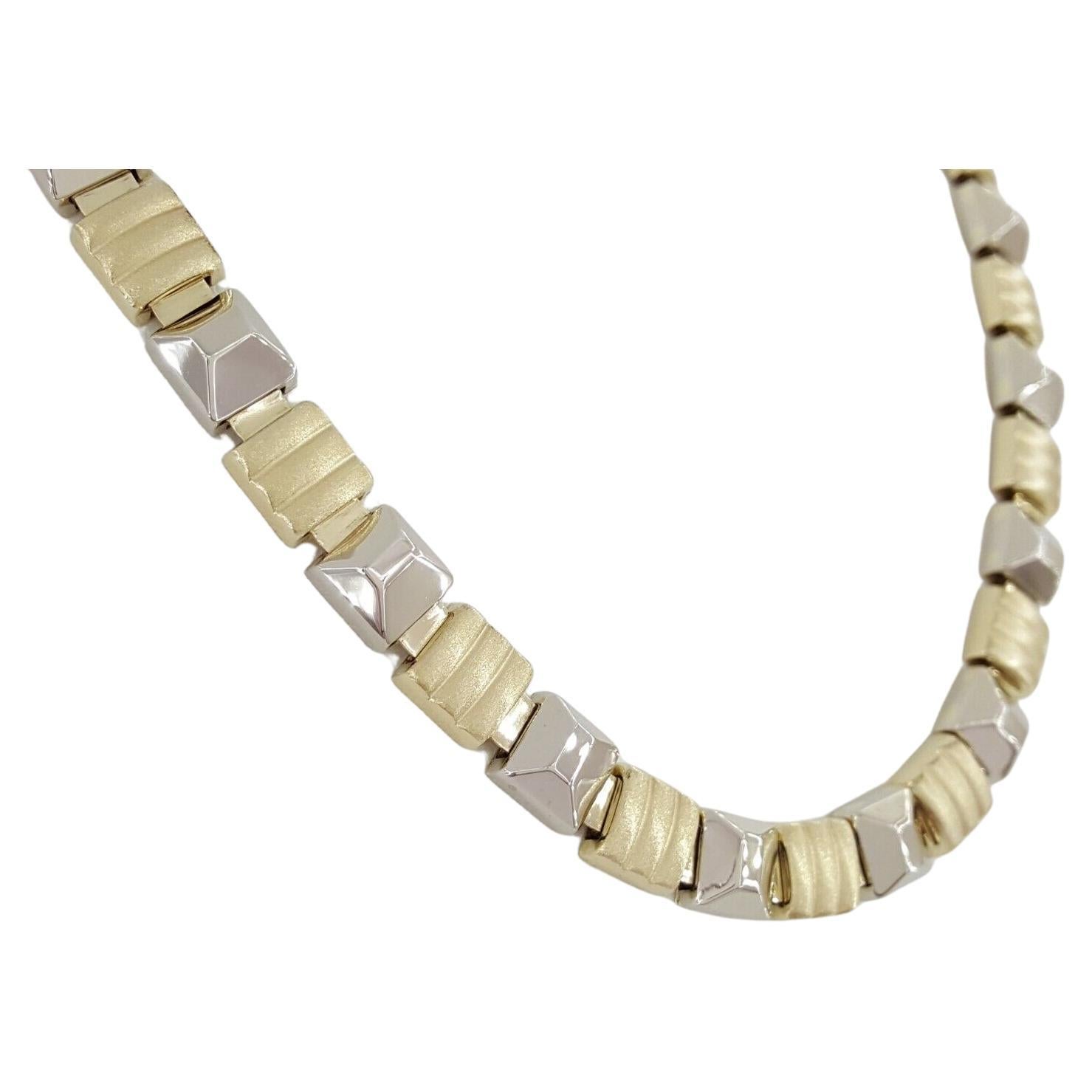 Faro, Italie, collier à maillons carrés en or jaune 14 carats Unisexe en vente