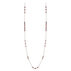 Faro Long Necklace in 18K Rose Gold with Sapphires and Diamonds Cube Elements