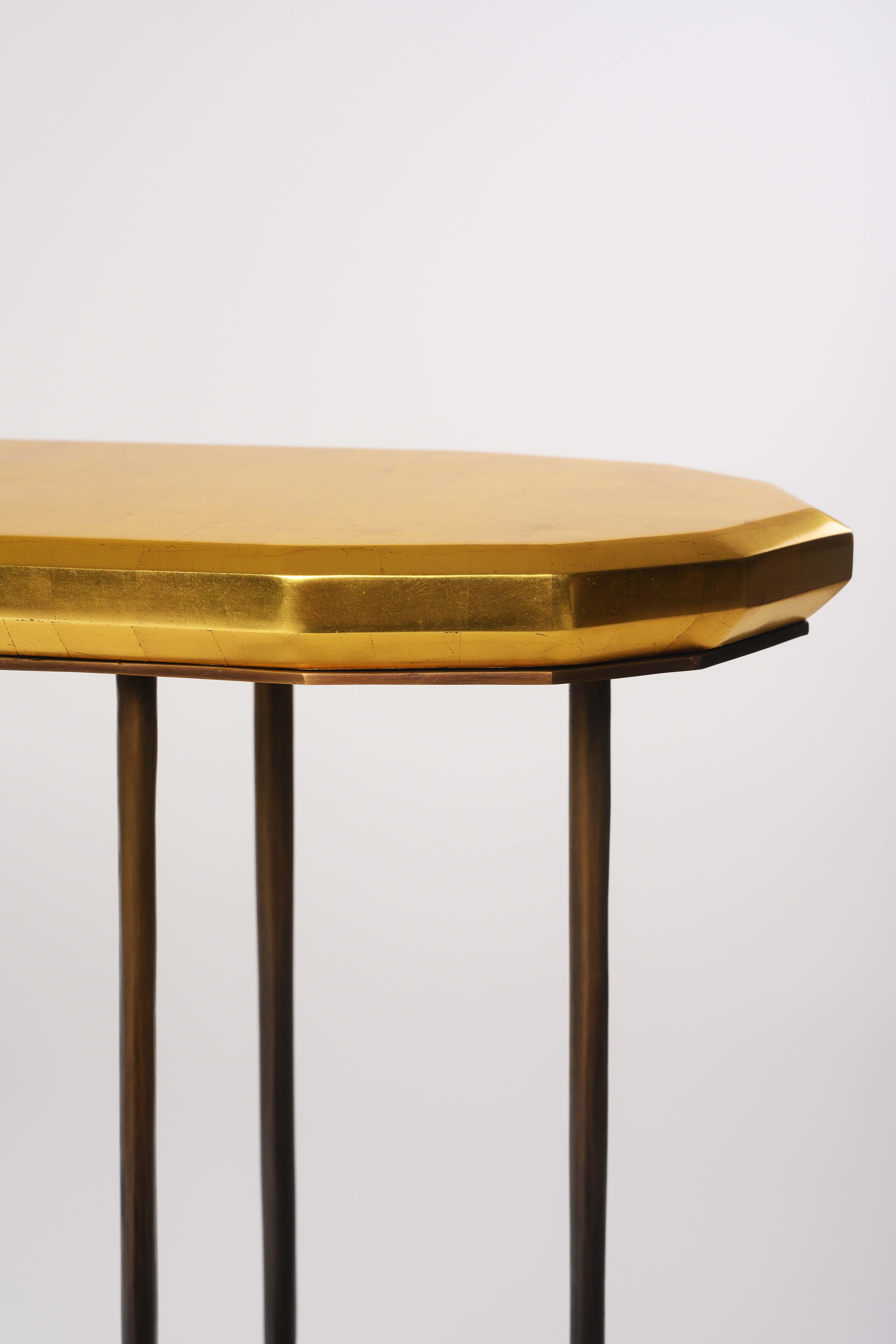 Faroh Console in Cast Bronze and Gold Leaf by Elan Atelier In New Condition In New York, NY