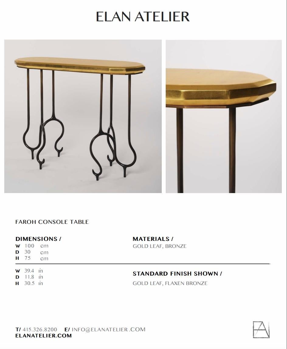 Faroh Console in Cast Bronze and Gold Leaf by Elan Atelier 1