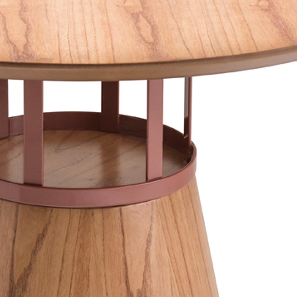 Stylish contemporary design dining table that seats up to 4 people comfortably.
The Farol round dining table has a cone-shaped base design, made of fiberglass coated with natural cinnamon wood veneer and details in metal, carbon steel in a variety