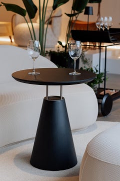 "Farol" Side Table Cone Base in Golden Wood Laminate