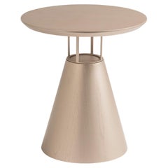 Beistelltisch „Farol“ mit Kegelfuß aus goldenem Holz und Laminat