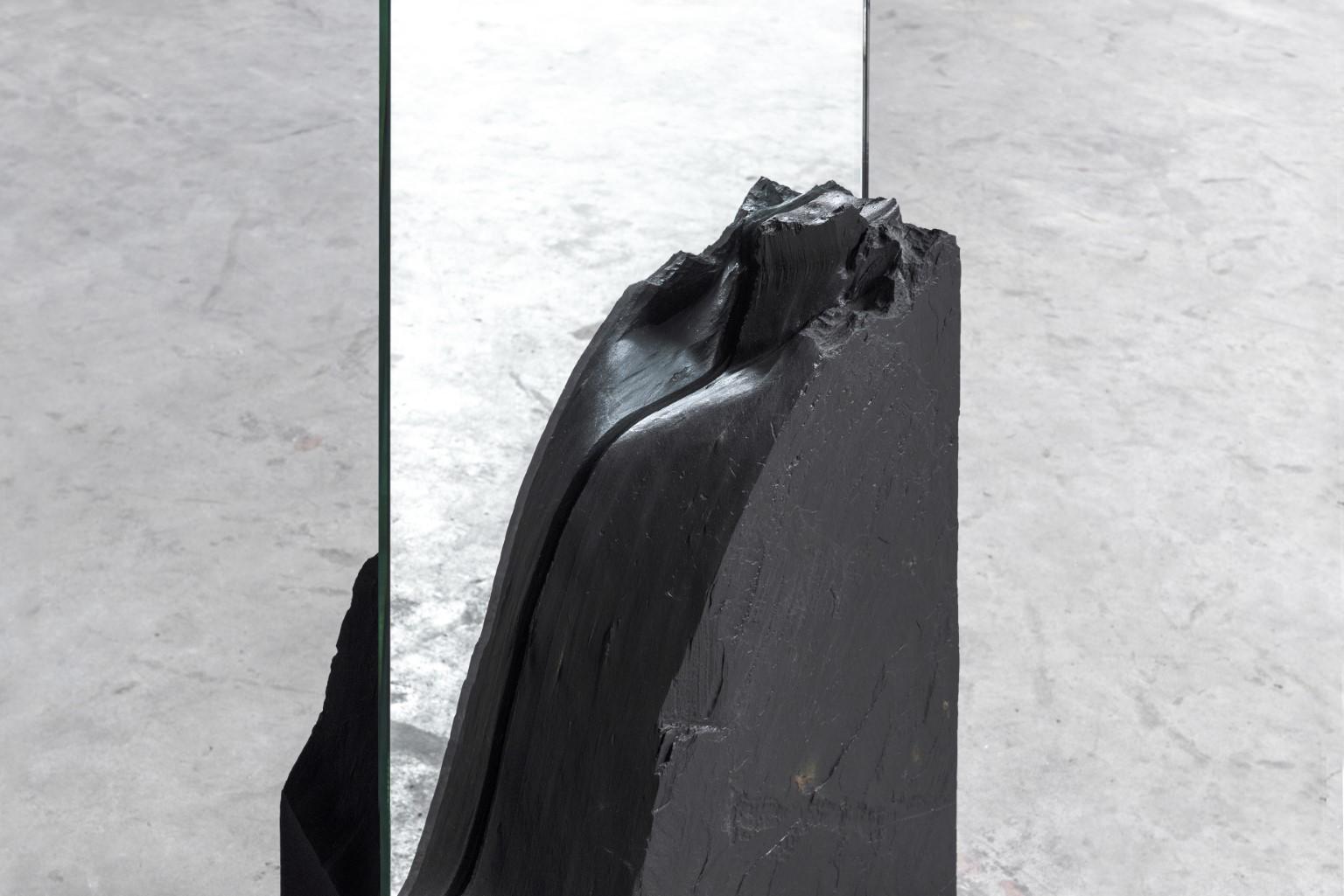 Modern Farouche, Unique Slate Sculpted Mirror by Frederic Saulou