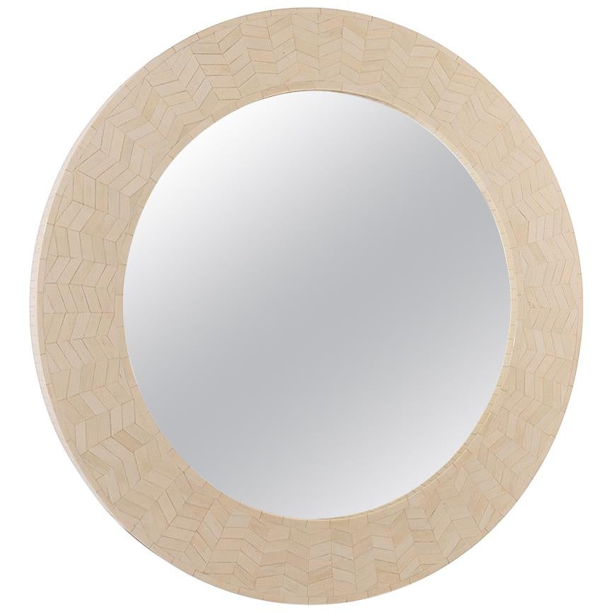 Farrago Design "Radiance" Round Bone Frame Mirror