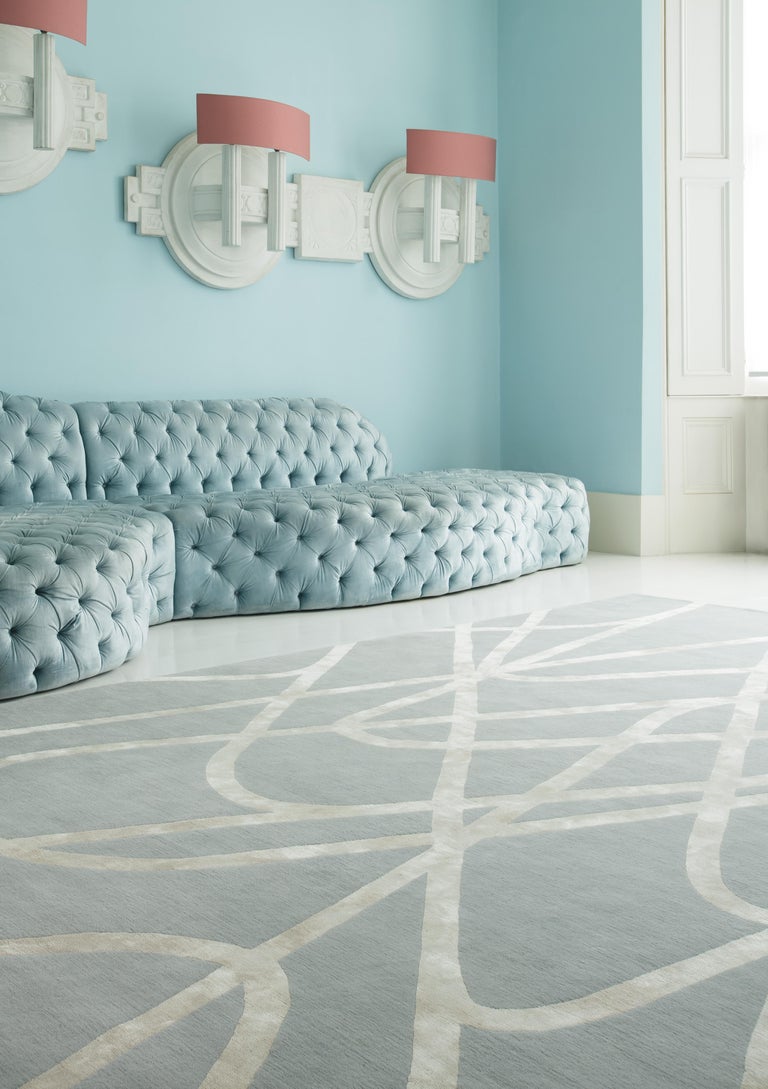 Farrah Grey HandKnotted 10x8 Rug in Wool and Silk by Nicole Fuller For