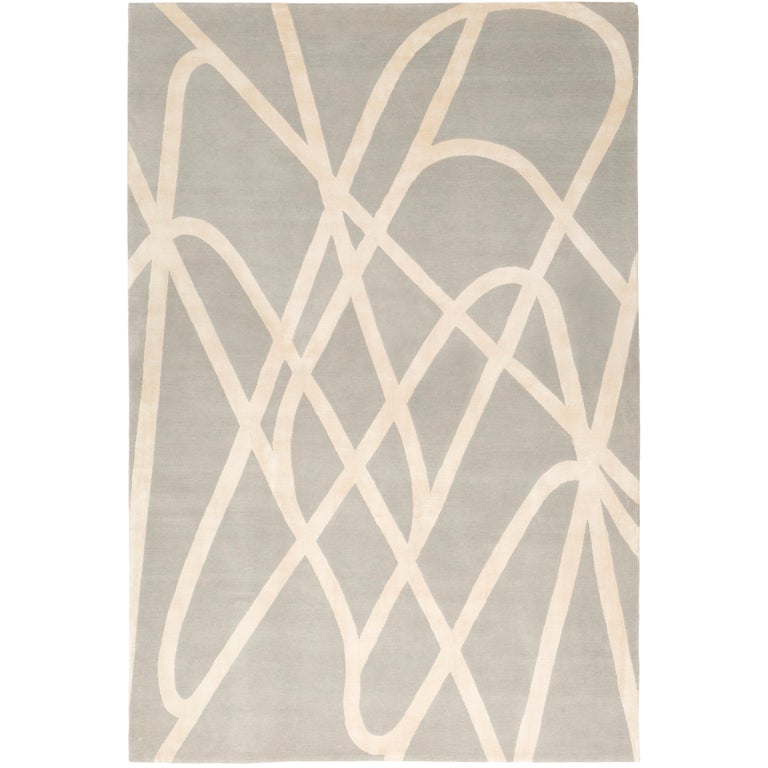 Farrah Grey HandKnotted 10x8 Rug in Wool and Silk by Nicole Fuller For