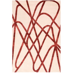 Farrah Rubinfarbener handgeknüpfter 10x8 Teppich aus Wolle und Seide von Nicole Fuller
