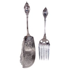 Farrington & Hunnewell Medallion Boston Coin Silver Fish Serving Pair