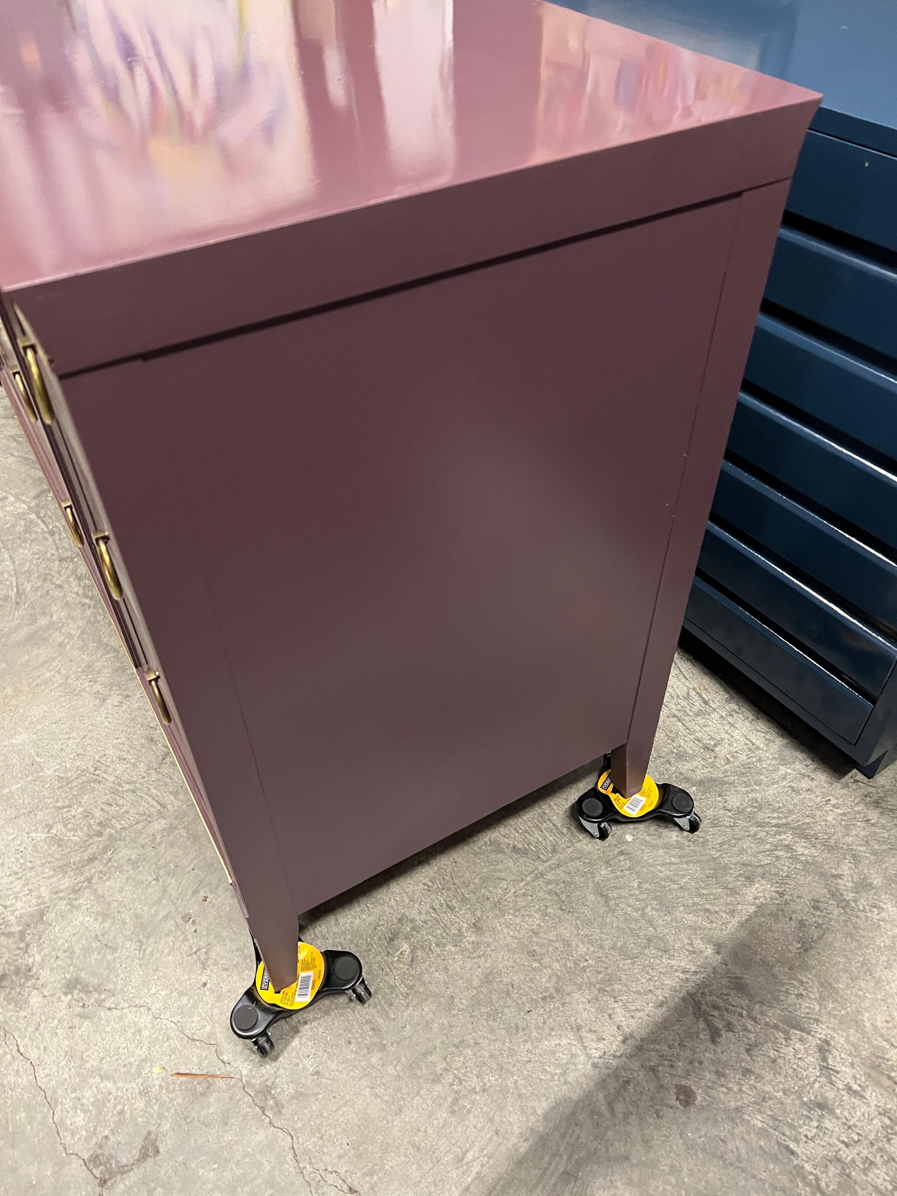 Farrow and Ball “Brinjal” Gloss Lacquered Drexel 9 Drawer Dresser 4
