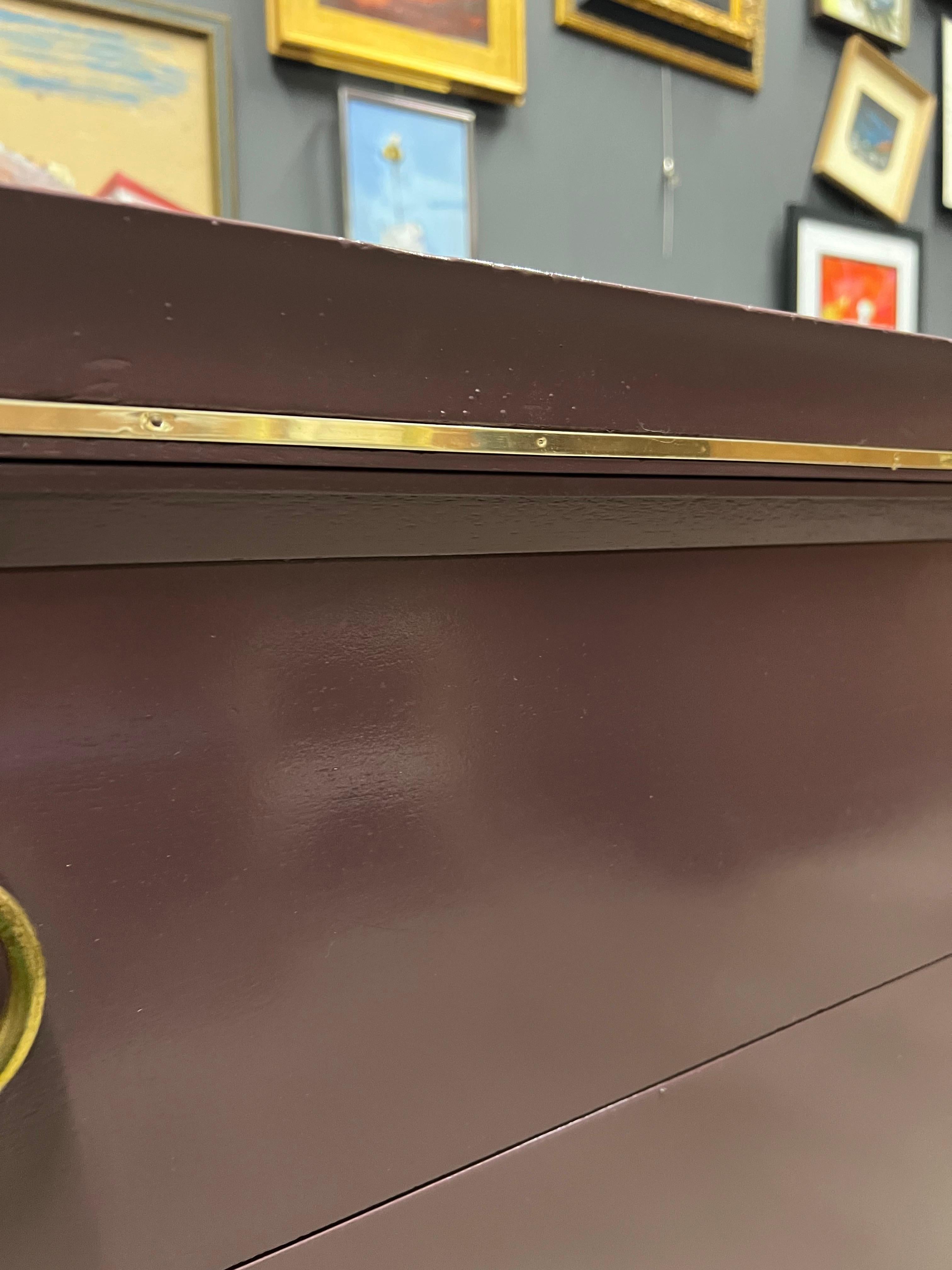Farrow and Ball “Brinjal” Gloss Lacquered Drexel 9 Drawer Dresser 9