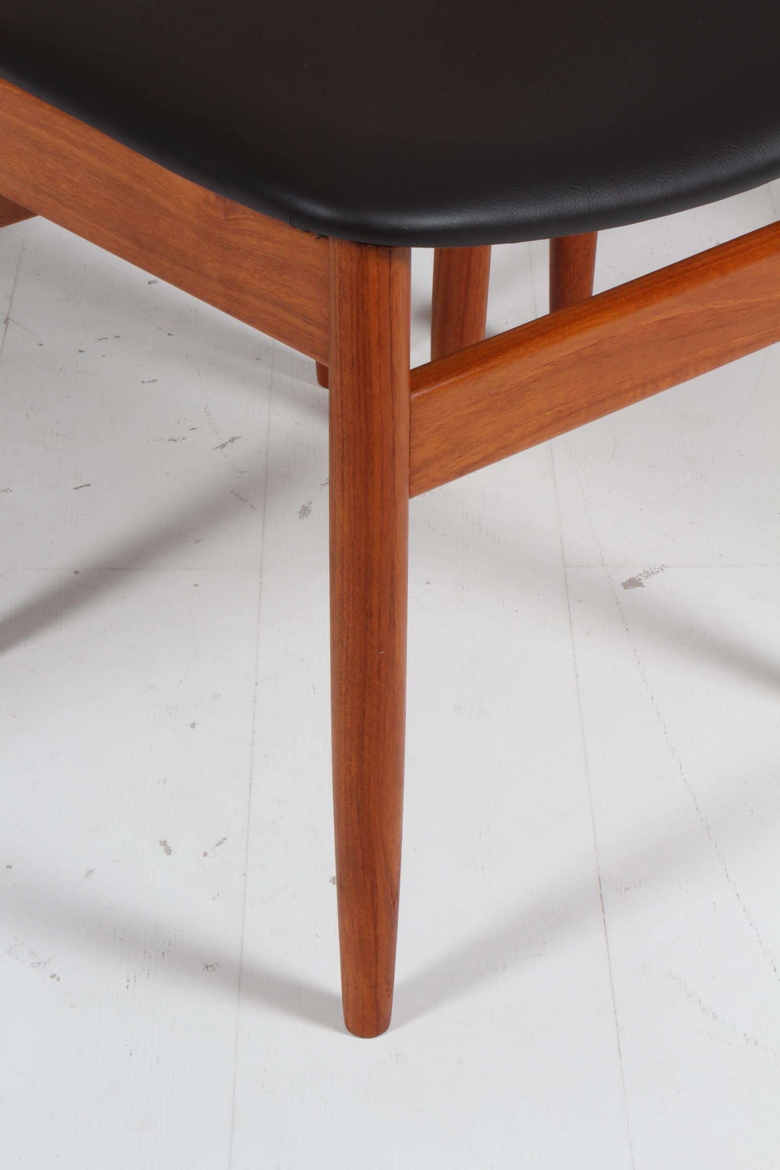 Danish Farsø Stolefabrik set of six dining chairs, teak and full grain leather. Denmark For Sale