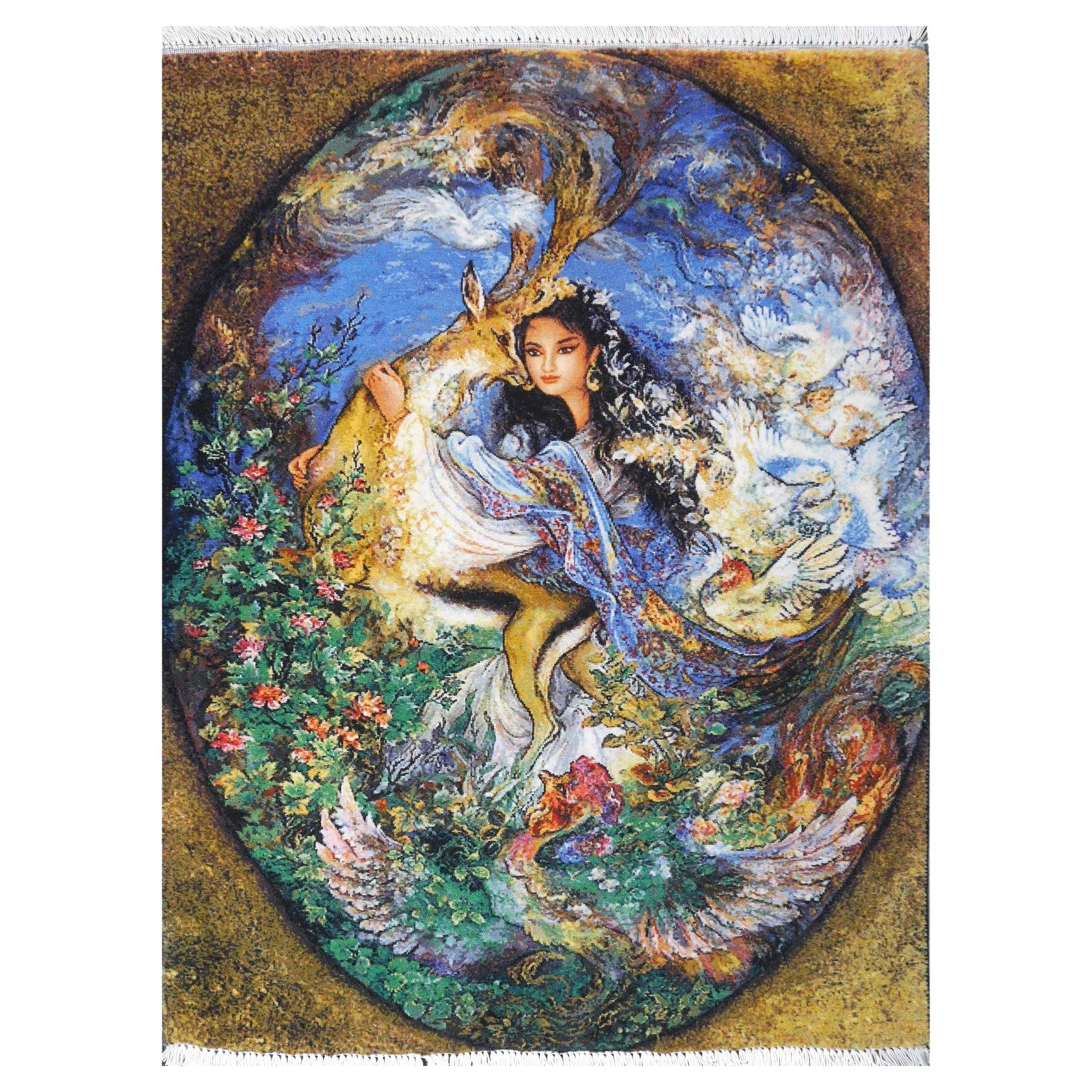 Farshchian Rug Wall Hanging Rug Tableau Tapestry hand-knotted