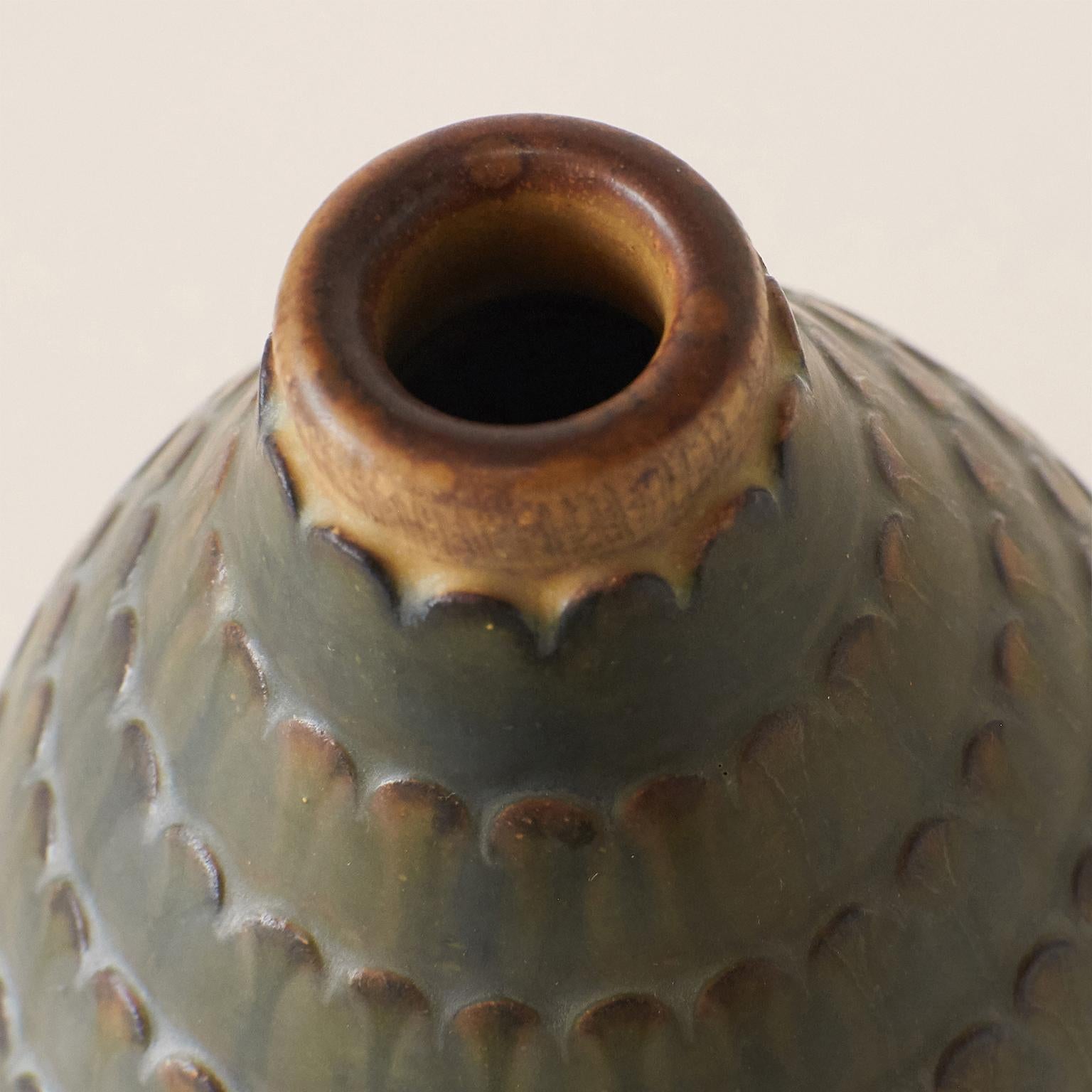 Danish Farsta Stoneware Vase by Wilhelm Kåge For Sale