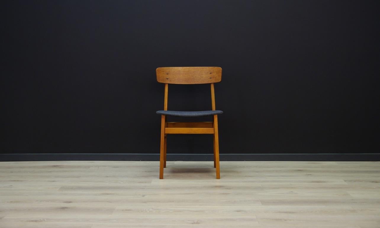 Set of two chairs from the 1960s-1970s, Minimalistic form made in the Farstrup Møbler manufacture. The structure is veneered with teak. New upholstery (Color - gray). Preserved in good condition (minor scratches on wooden structure), directly for