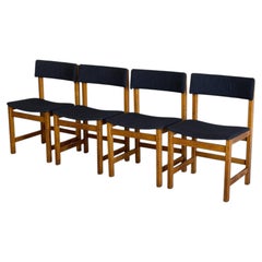 Juego de 4 sillas de comedor Farstrup de roble oscuro, estilo danés moderno de mediados de siglo, de los años 70