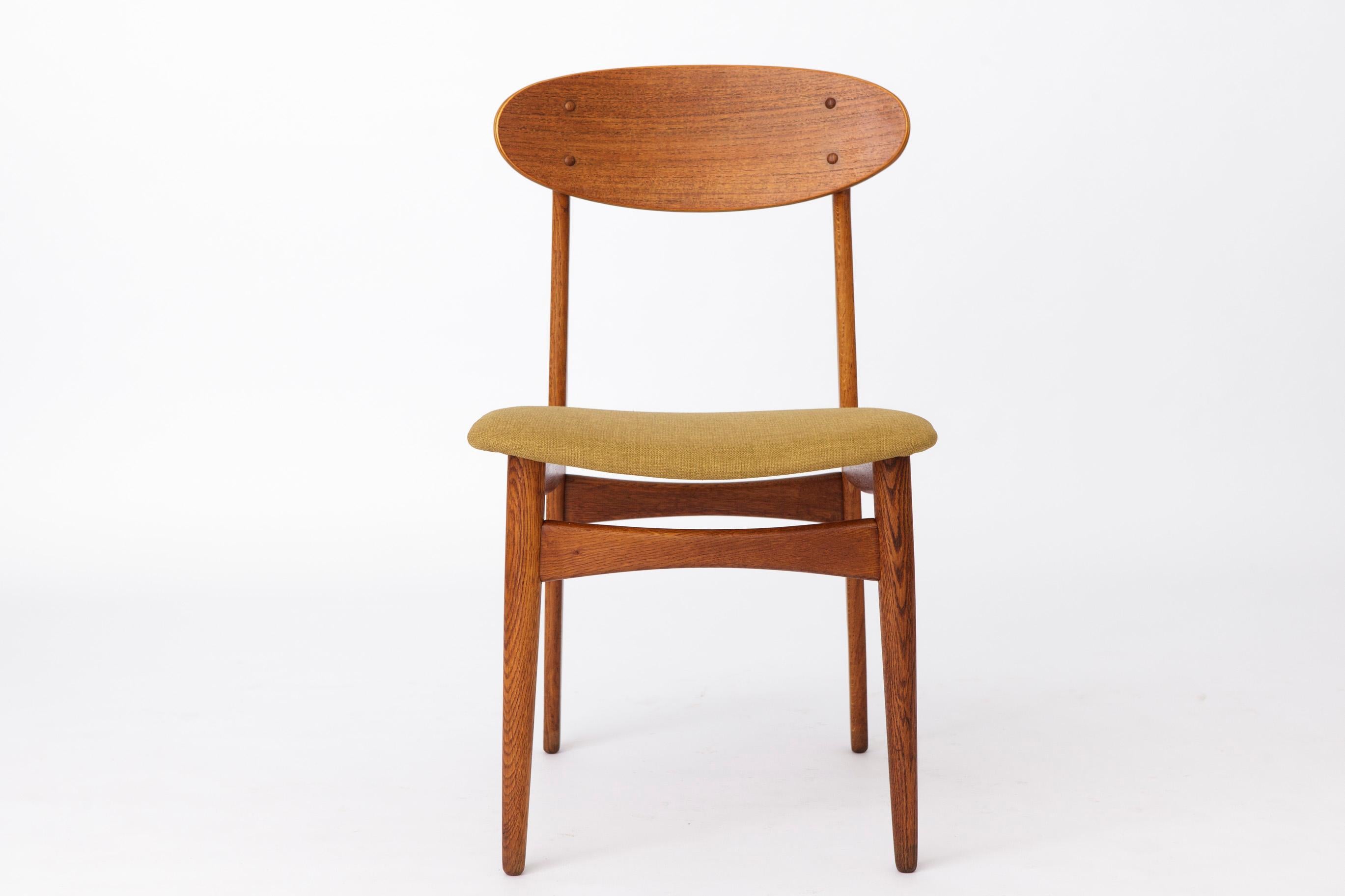 Vintage Chair by Danish Manufacturer Farstrup
Approximate Production Period: 1960s  

These chair features sturdy oak wood frames paired with a teak wood back, offering both durability and classic style. The frames have been meticulously refurbished