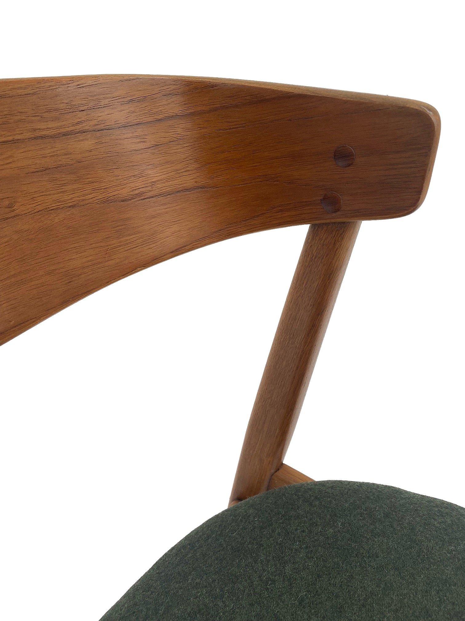 Farstrup Model 206 Oak and Teak and Green Wool Desk Chair 4