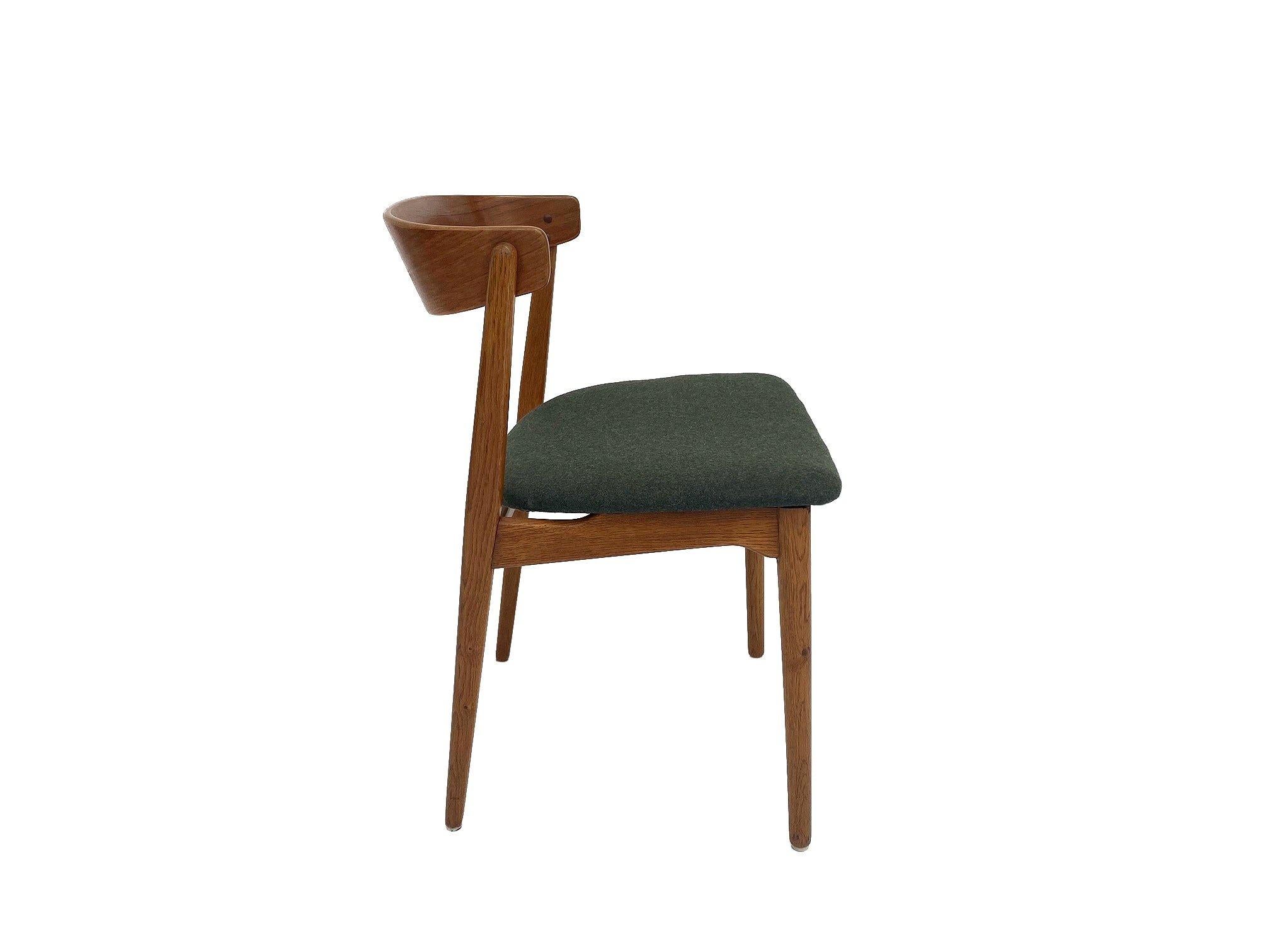 Farstrup Model 206 Oak and Teak and Green Wool Desk Chair 5