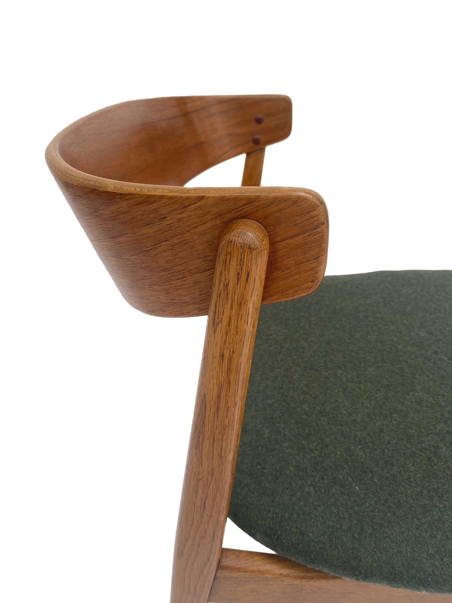 Farstrup Model 206 Oak and Teak and Green Wool Desk Chair 6