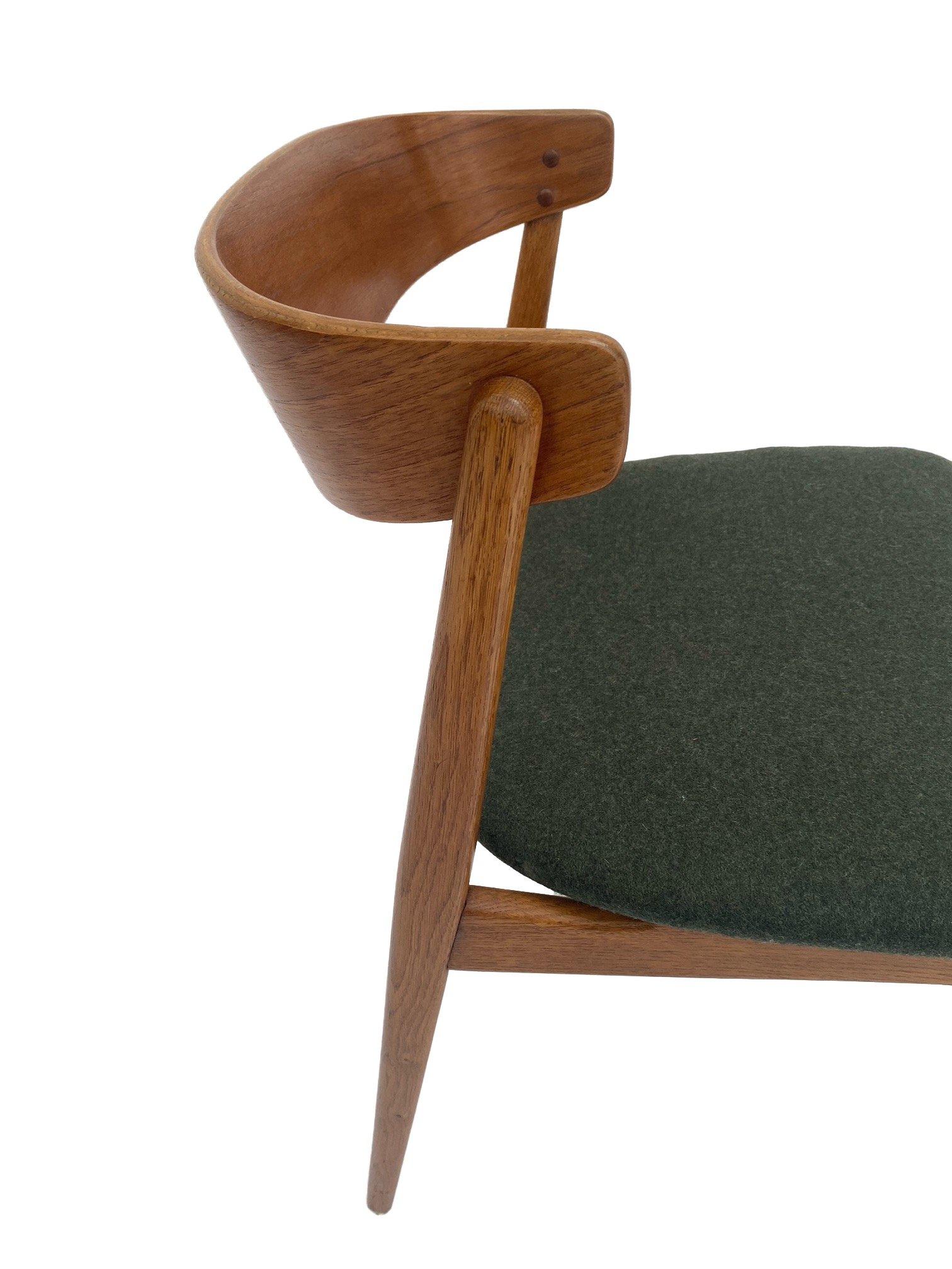 Farstrup Model 206 Oak and Teak and Green Wool Desk Chair 12