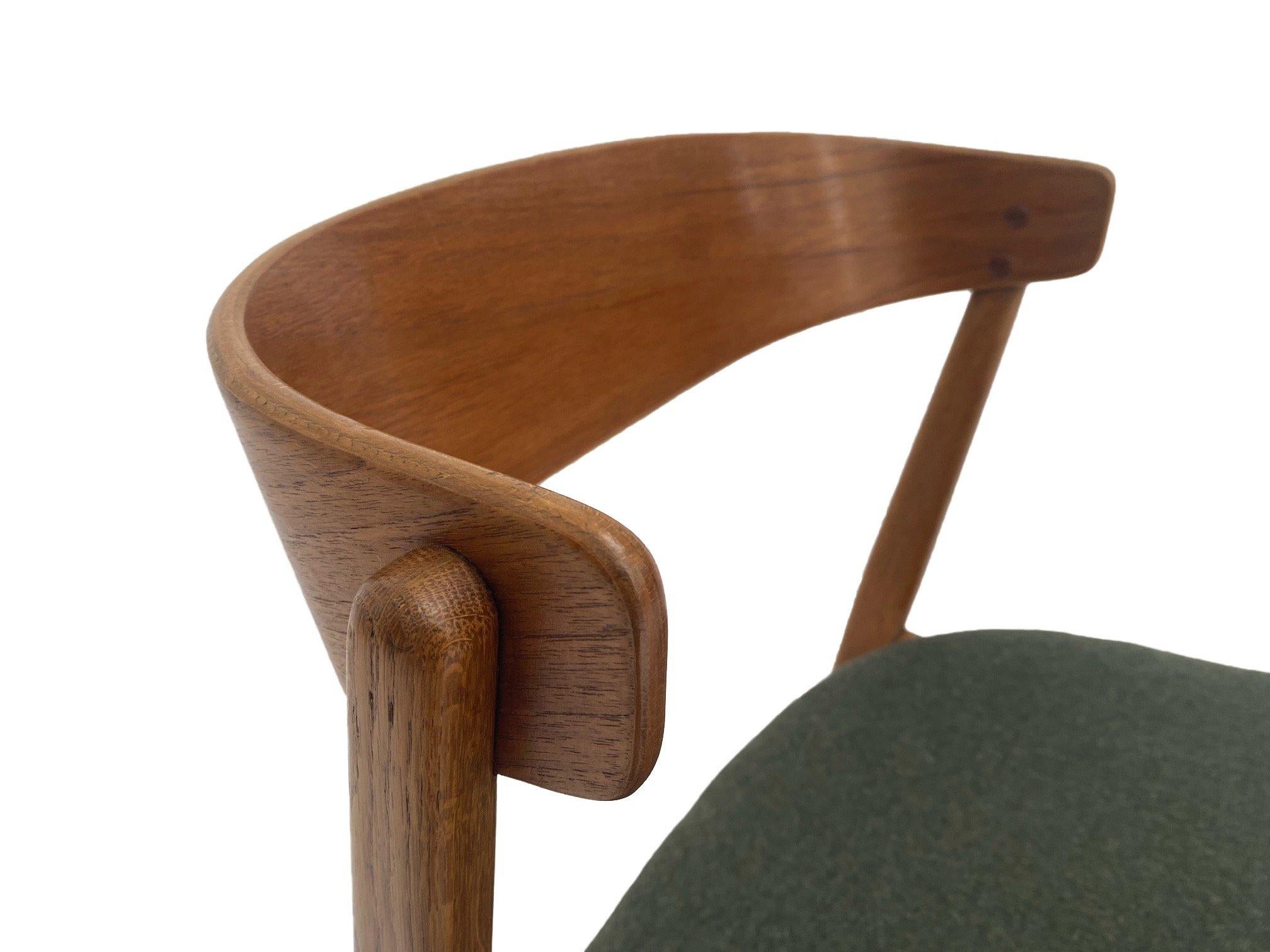 Farstrup Model 206 Oak and Teak and Green Wool Desk Chair 13