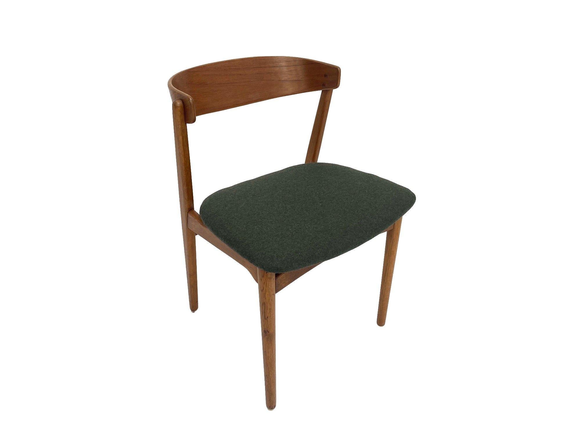 Mid-Century Modern Farstrup Model 206 Oak and Teak and Green Wool Desk Chair